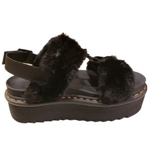 Dr. Martens Francis Fluffy Women's Faux Fur Black Platform Sandals 26522001